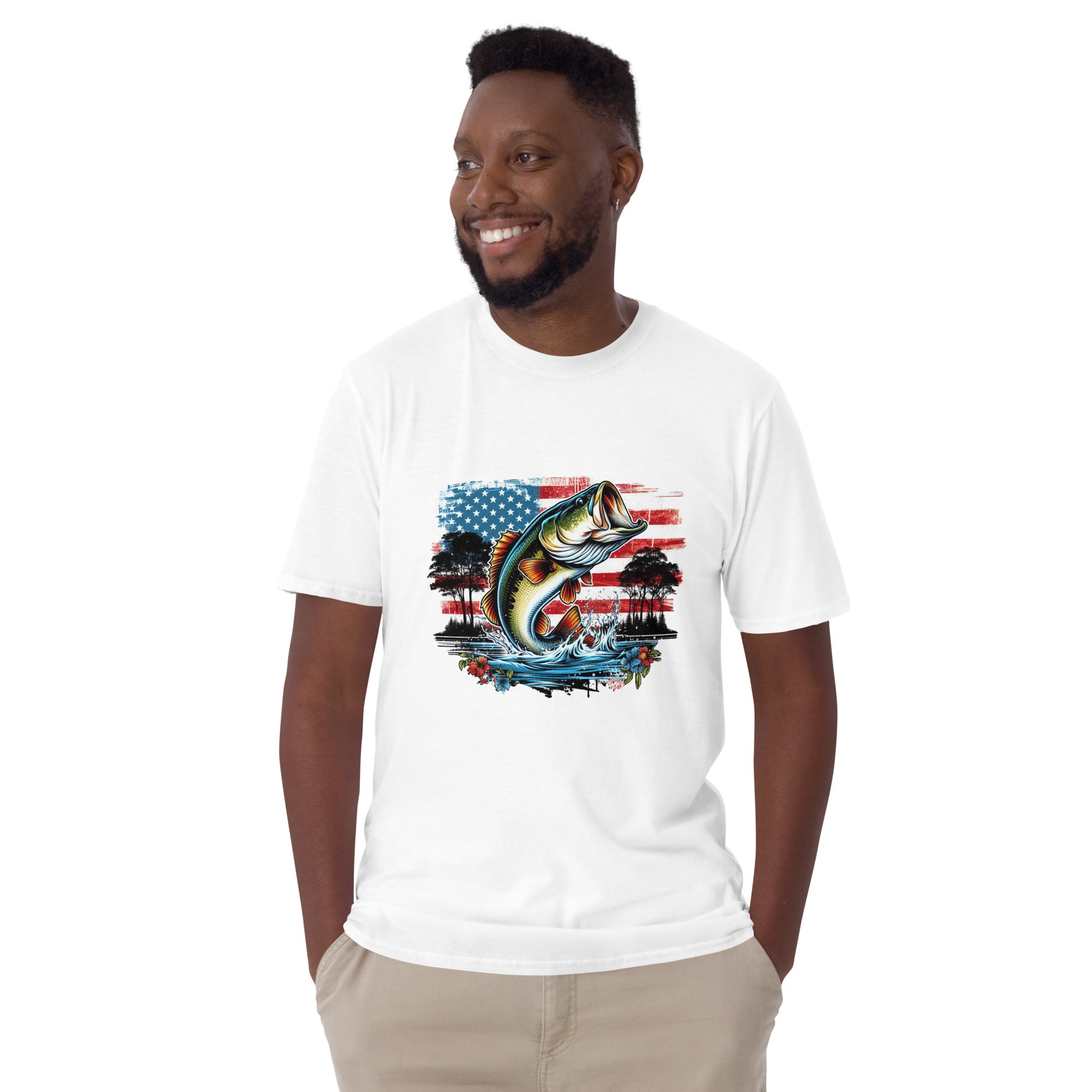 American Flag Bass Fish T-Shirt