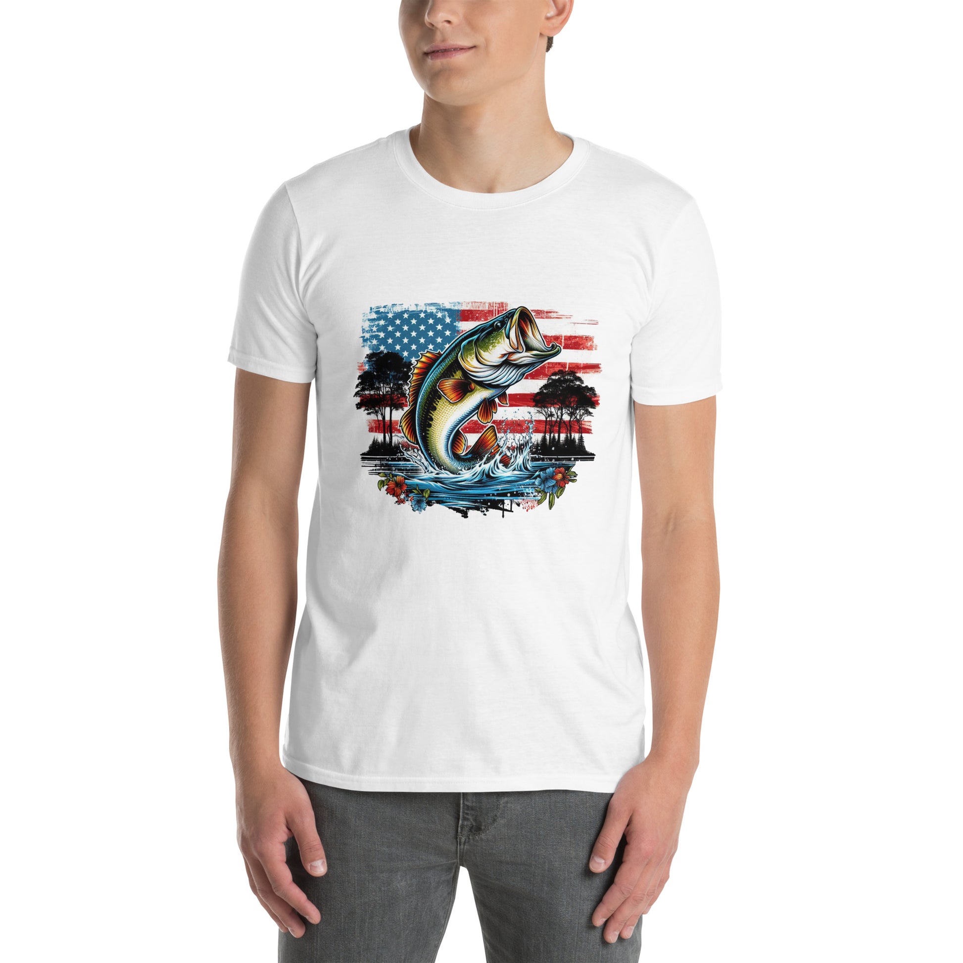 American Flag Bass Fish T-Shirt