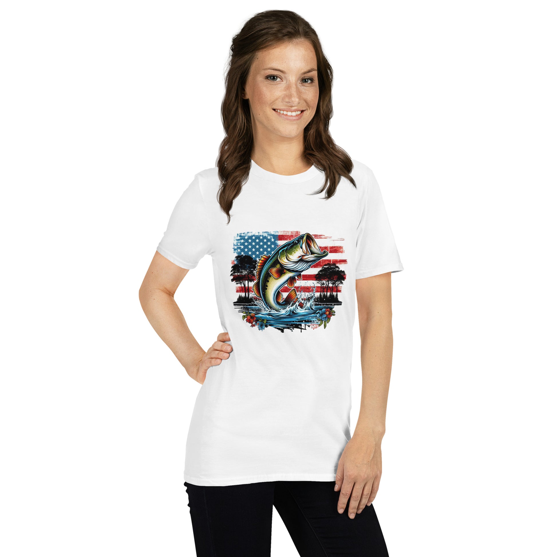 American Flag Bass Fish T-Shirt