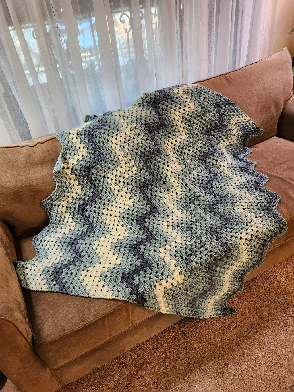 River Crochet Blanket – Handmade, Soft, and Cozy (48” x 58”)