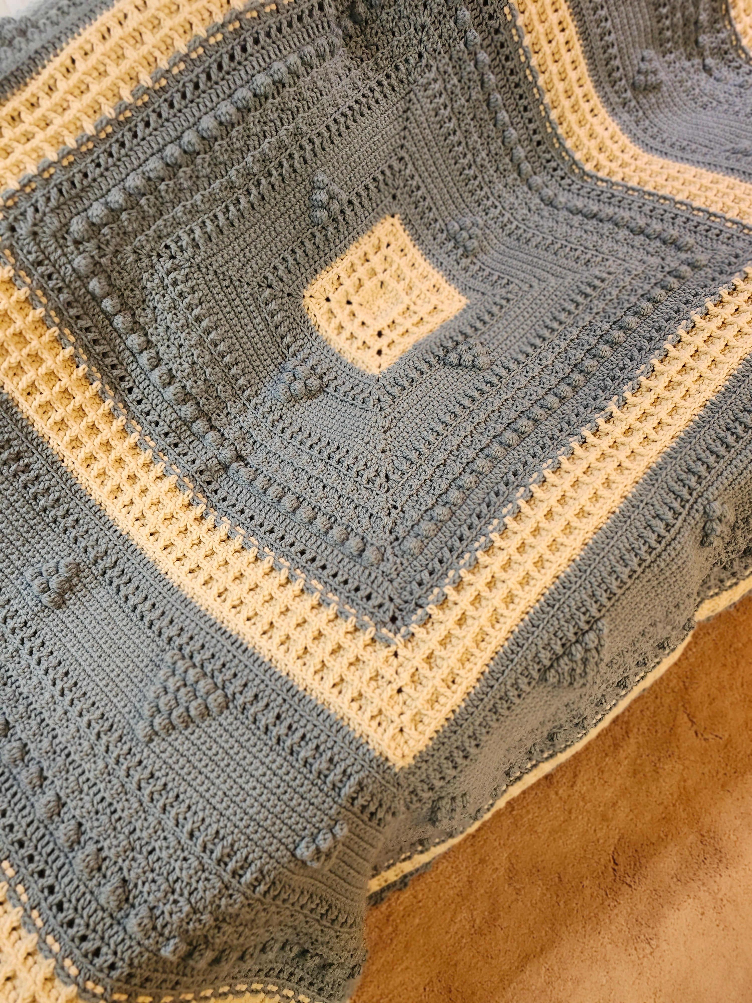 🍇 Handmade Popcorn Grape Afghan – 68" x 68" Cozy Textured Throw