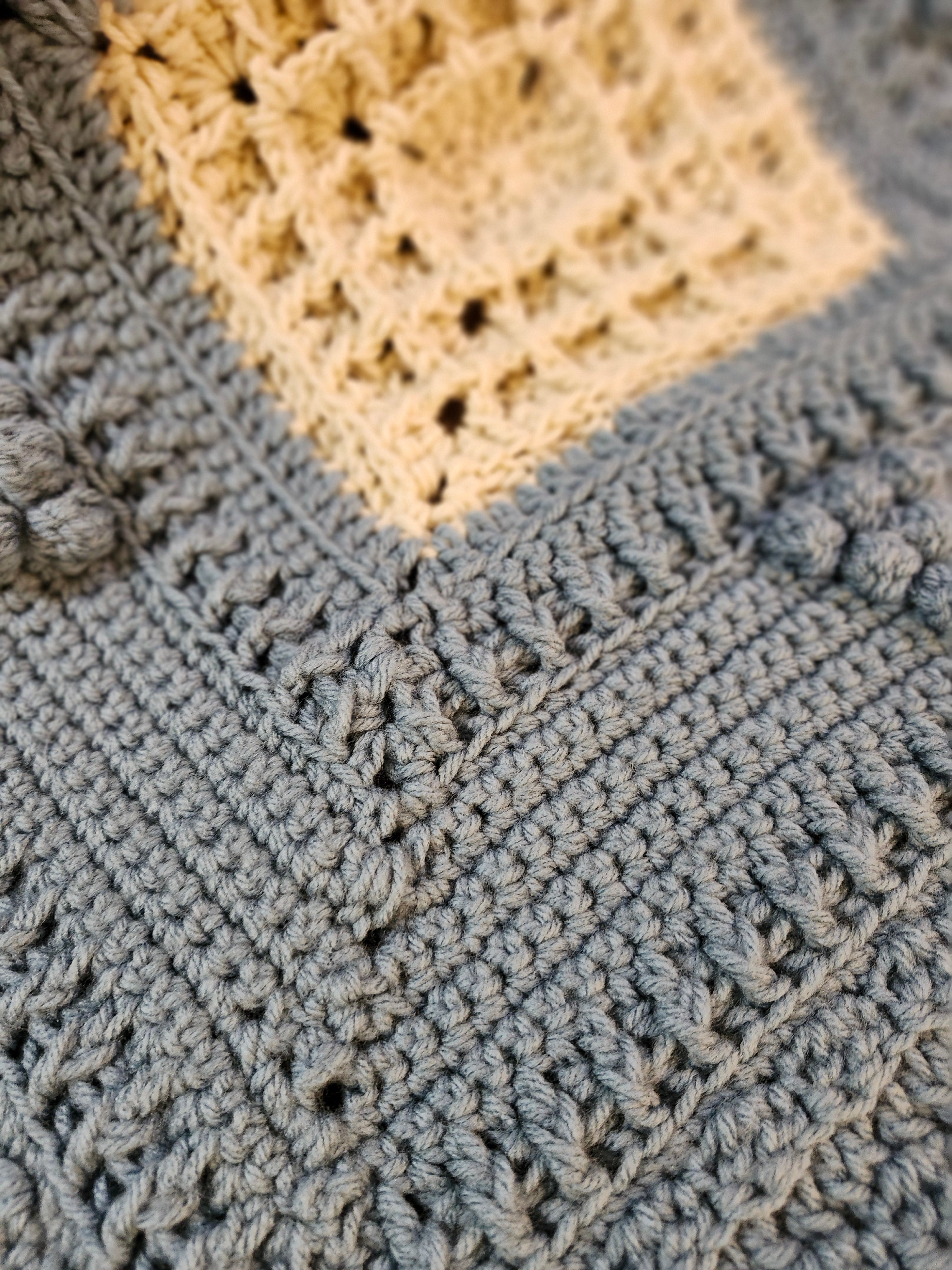 🍇 Handmade Popcorn Grape Afghan – 68" x 68" Cozy Textured Throw