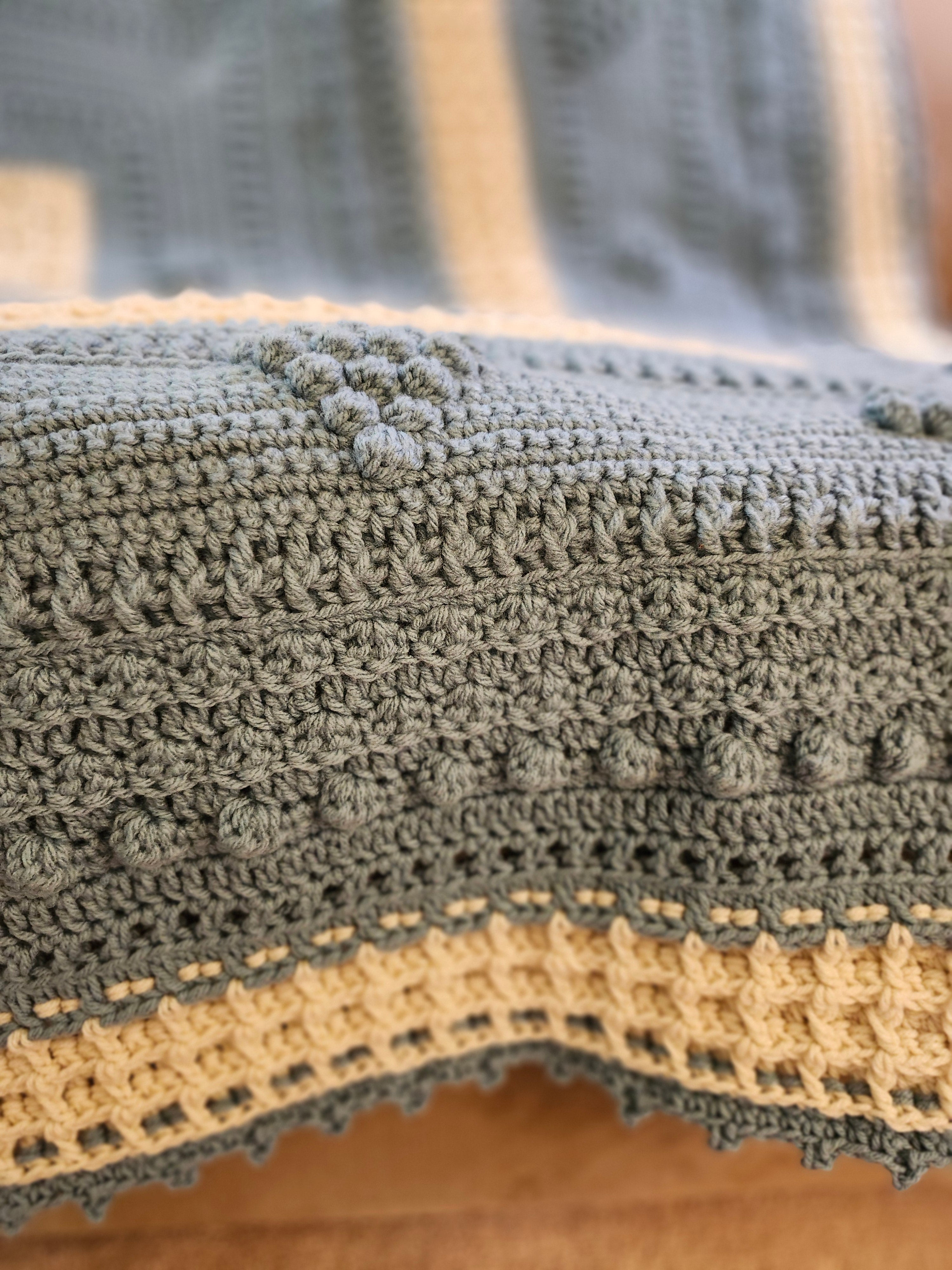 🍇 Handmade Popcorn Grape Afghan – 68" x 68" Cozy Textured Throw