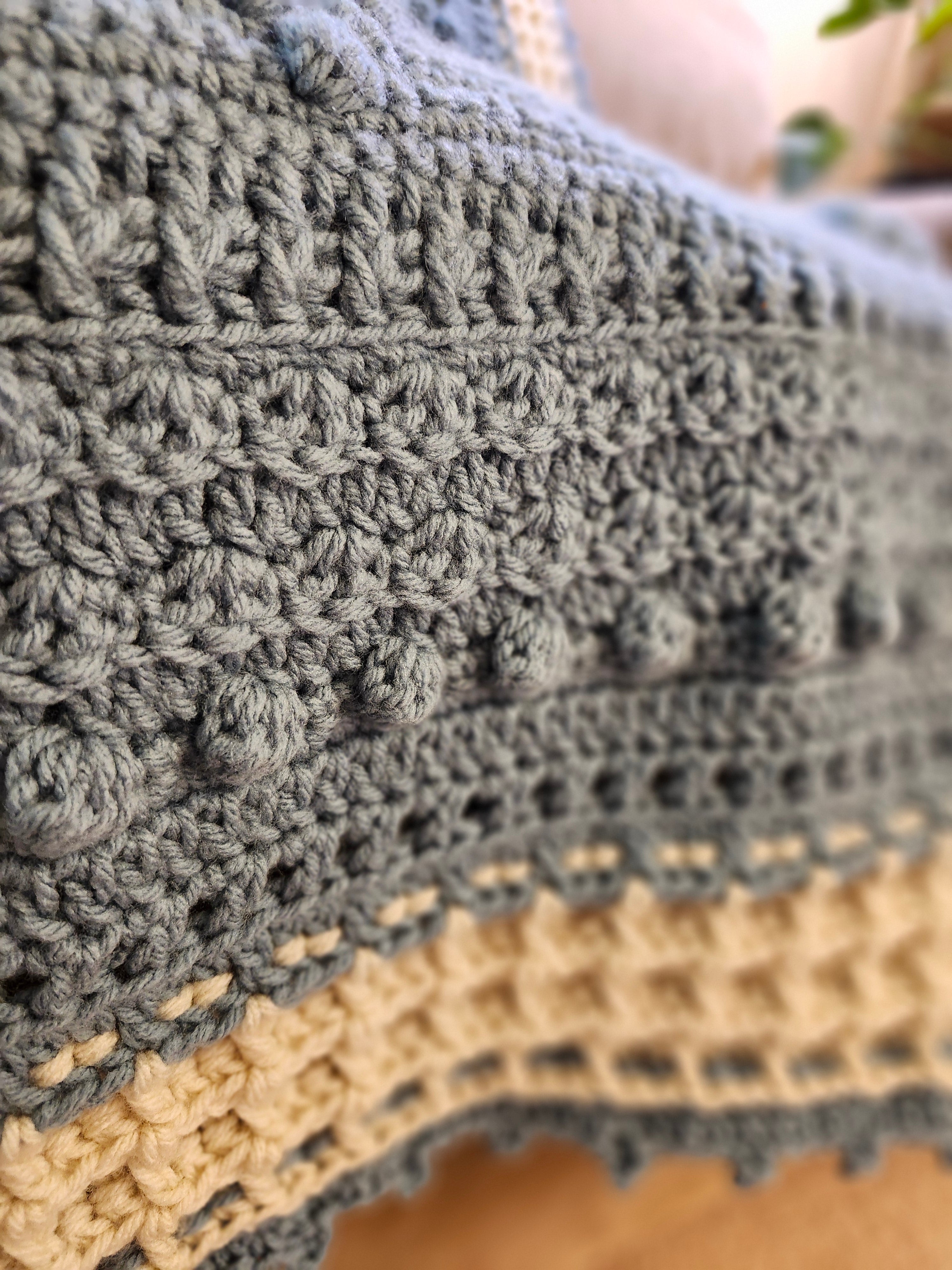 🍇 Handmade Popcorn Grape Afghan – 68" x 68" Cozy Textured Throw