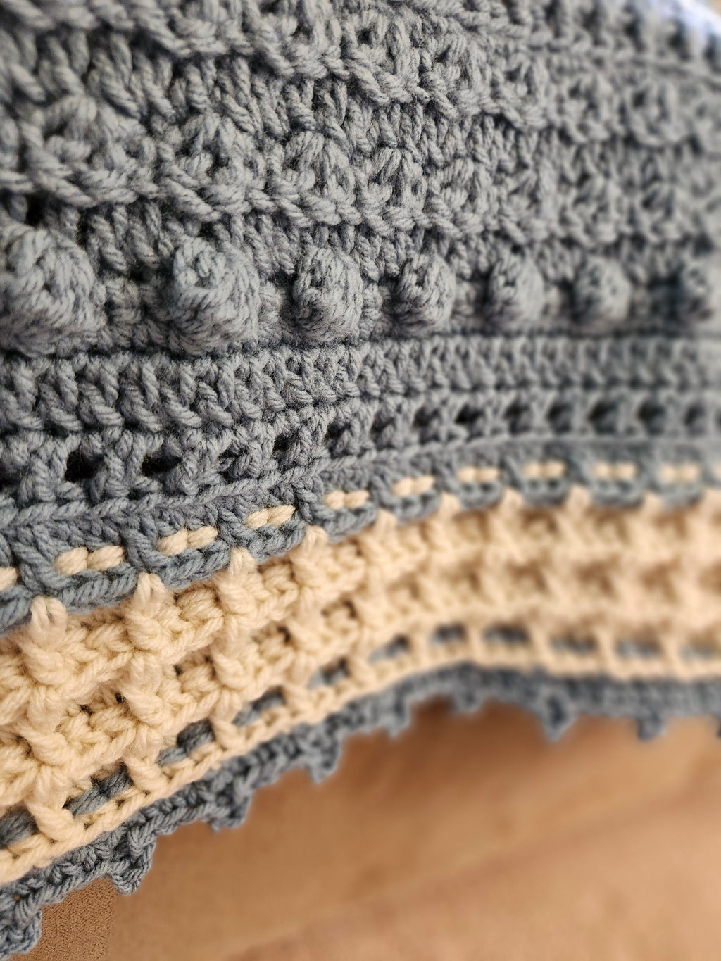 🍇 Handmade Popcorn Grape Afghan – 68" x 68" Cozy Textured Throw