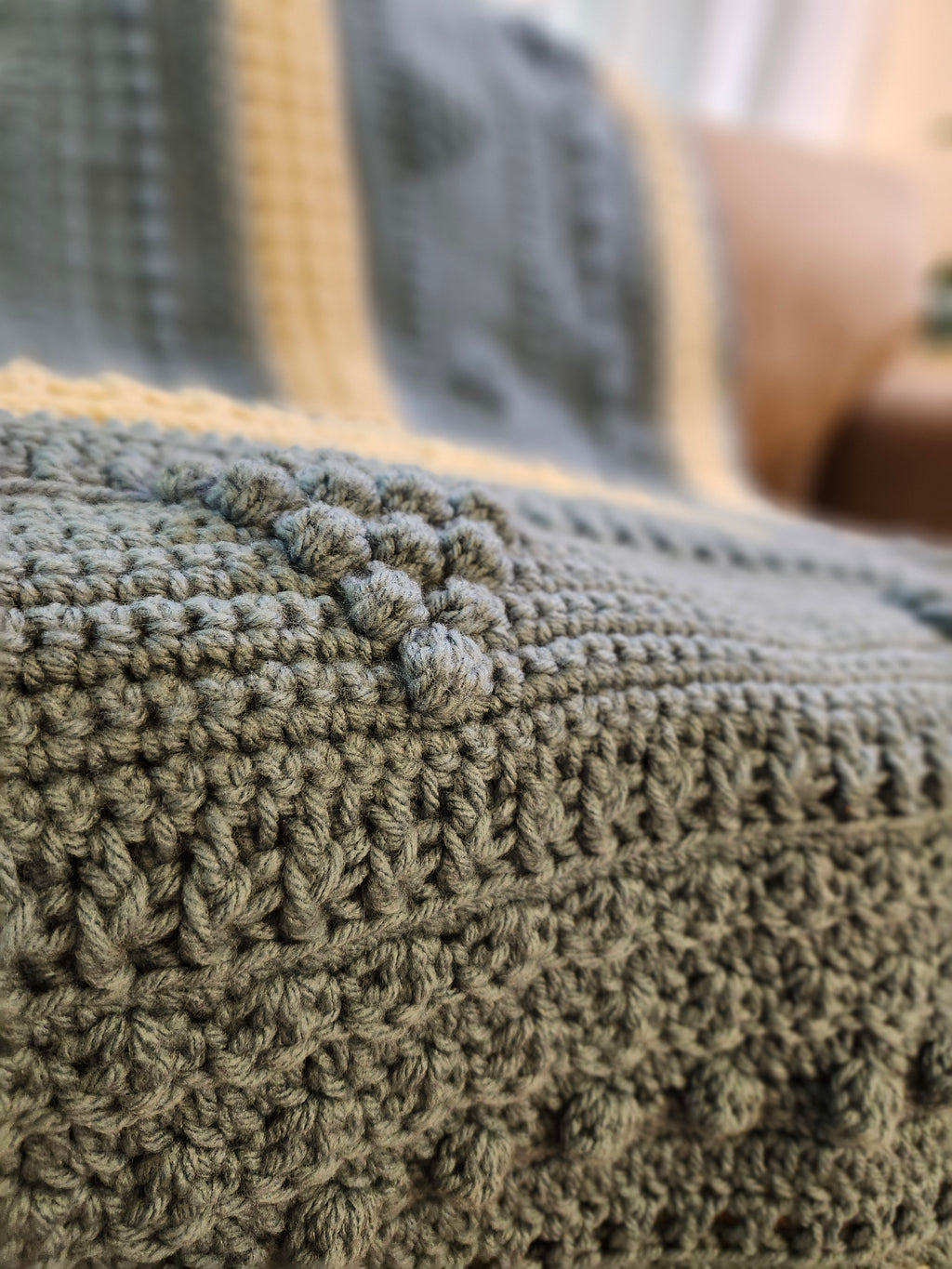 🍇 Handmade Popcorn Grape Afghan – 68" x 68" Cozy Textured Throw