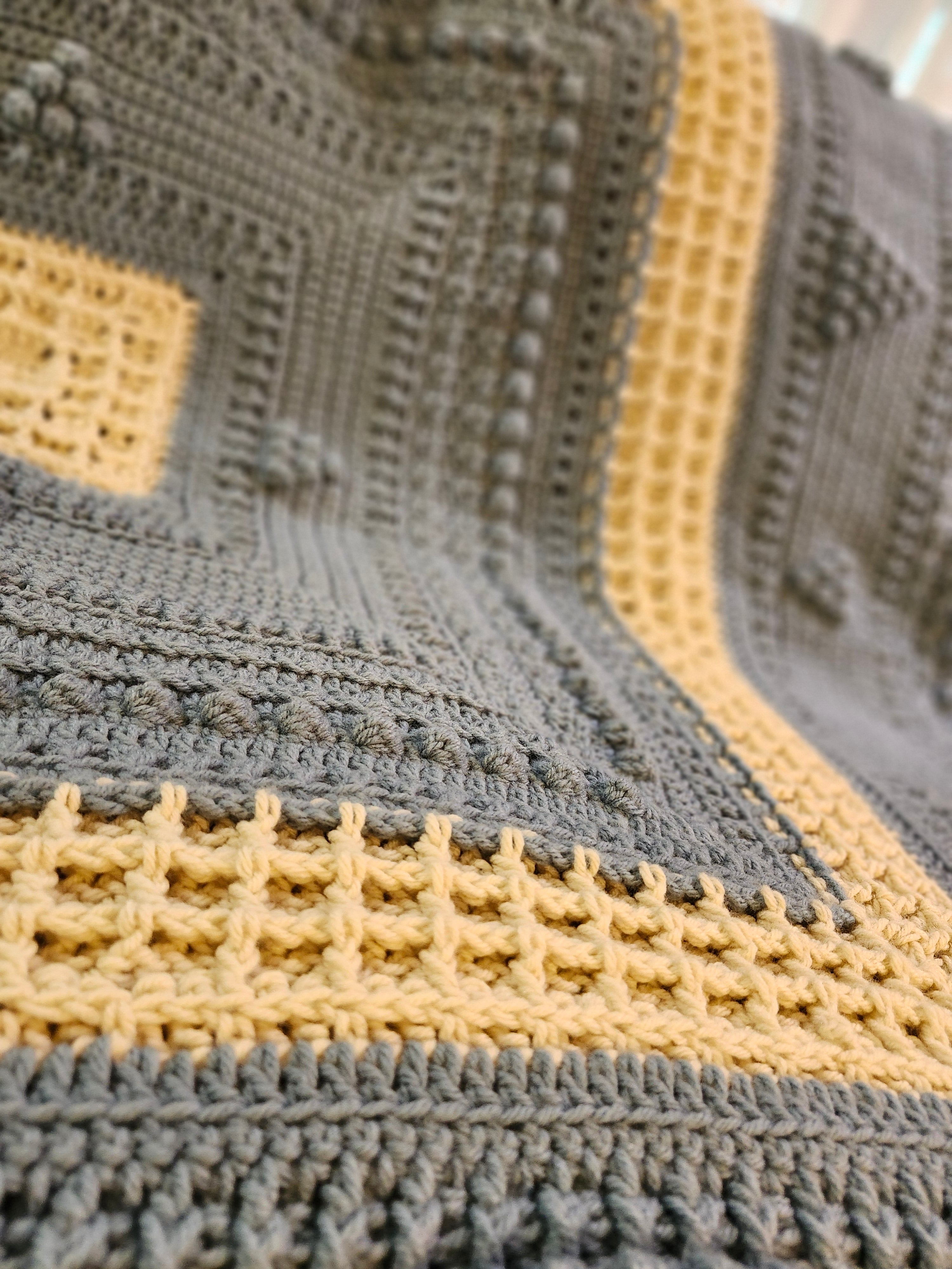 🍇 Handmade Popcorn Grape Afghan – 68" x 68" Cozy Textured Throw