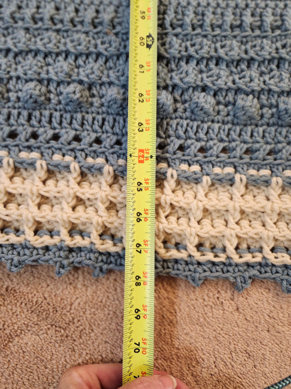 🍇 Handmade Popcorn Grape Afghan – 68" x 68" Cozy Textured Throw