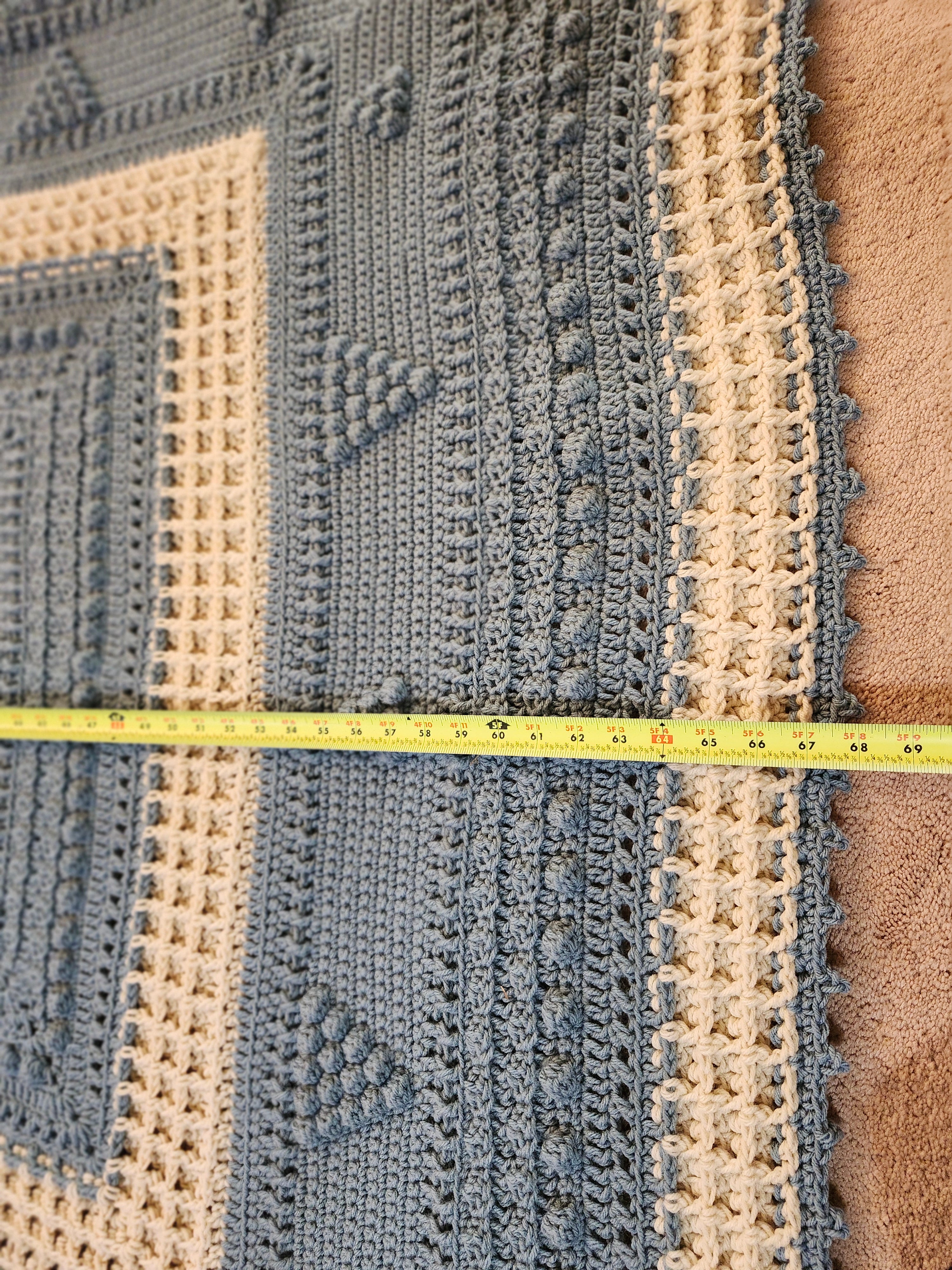 🍇 Handmade Popcorn Grape Afghan – 68" x 68" Cozy Textured Throw