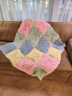 ✨ Reversible Baby Square Crochet Blanket – Handmade with Love (46.5” x 40.5”)