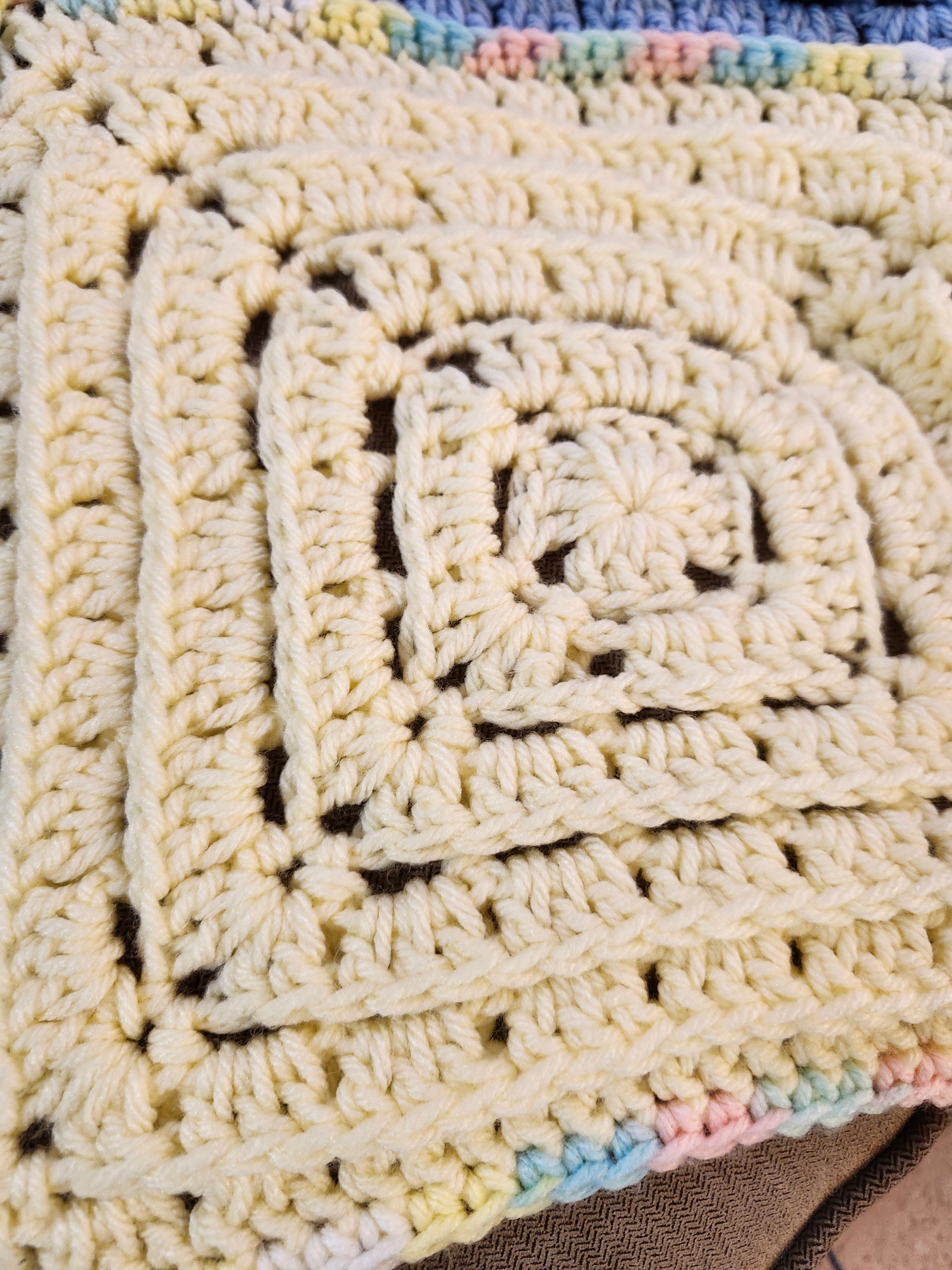 ✨ Reversible Baby Square Crochet Blanket – Handmade with Love (46.5” x 40.5”)