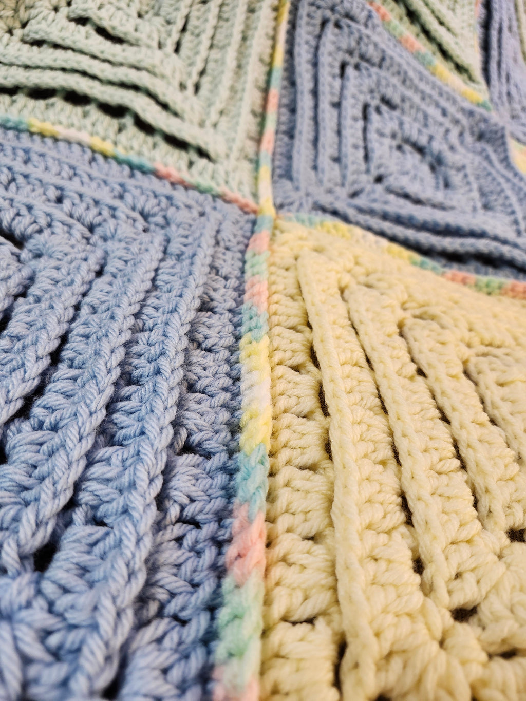 ✨ Reversible Baby Square Crochet Blanket – Handmade with Love (46.5” x 40.5”)