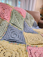 ✨ Reversible Baby Square Crochet Blanket – Handmade with Love (46.5” x 40.5”)