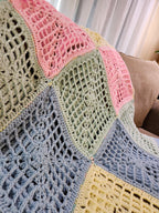 ✨ Reversible Baby Square Crochet Blanket – Handmade with Love (46.5” x 40.5”)