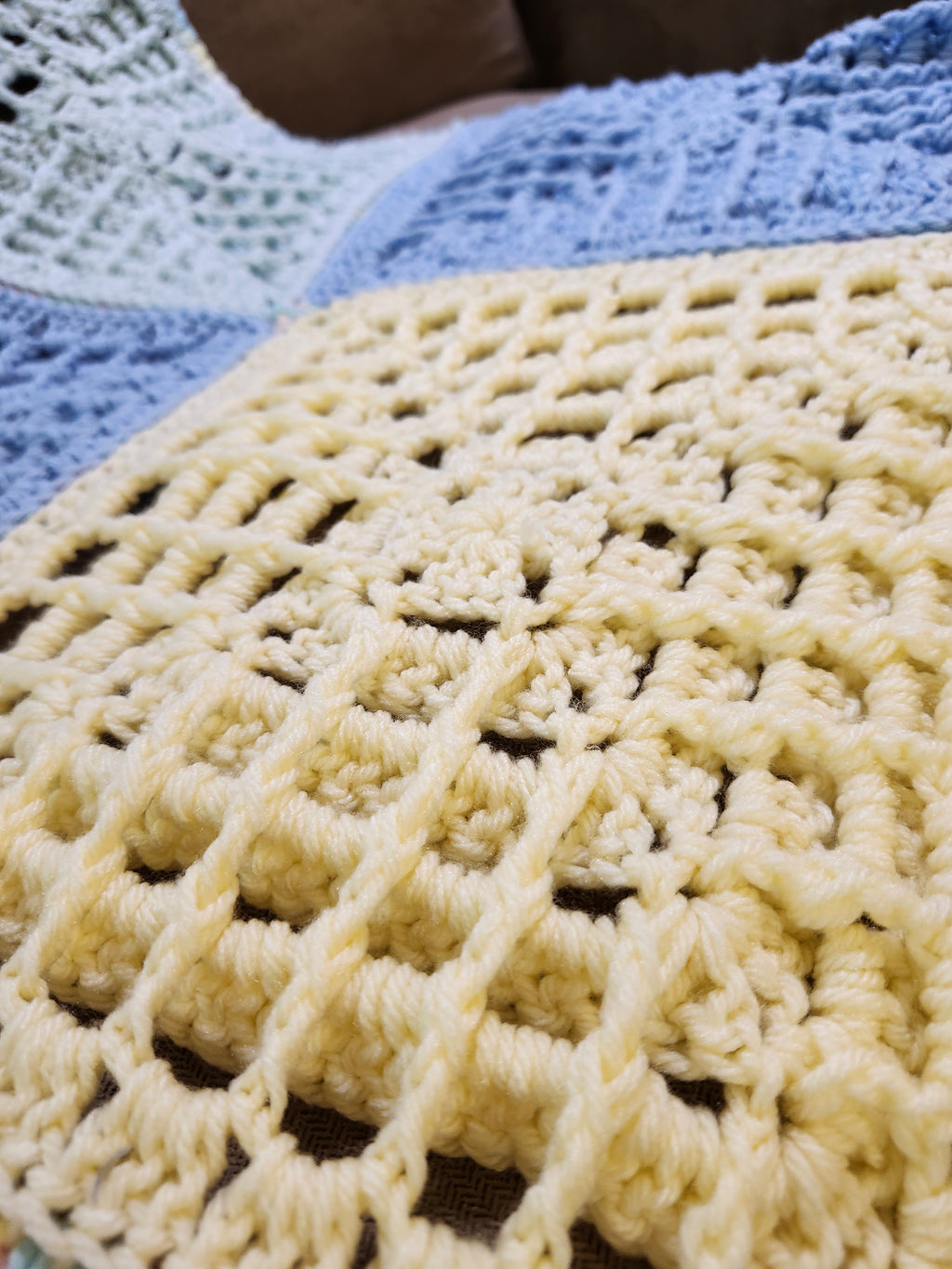 ✨ Reversible Baby Square Crochet Blanket – Handmade with Love (46.5” x 40.5”)