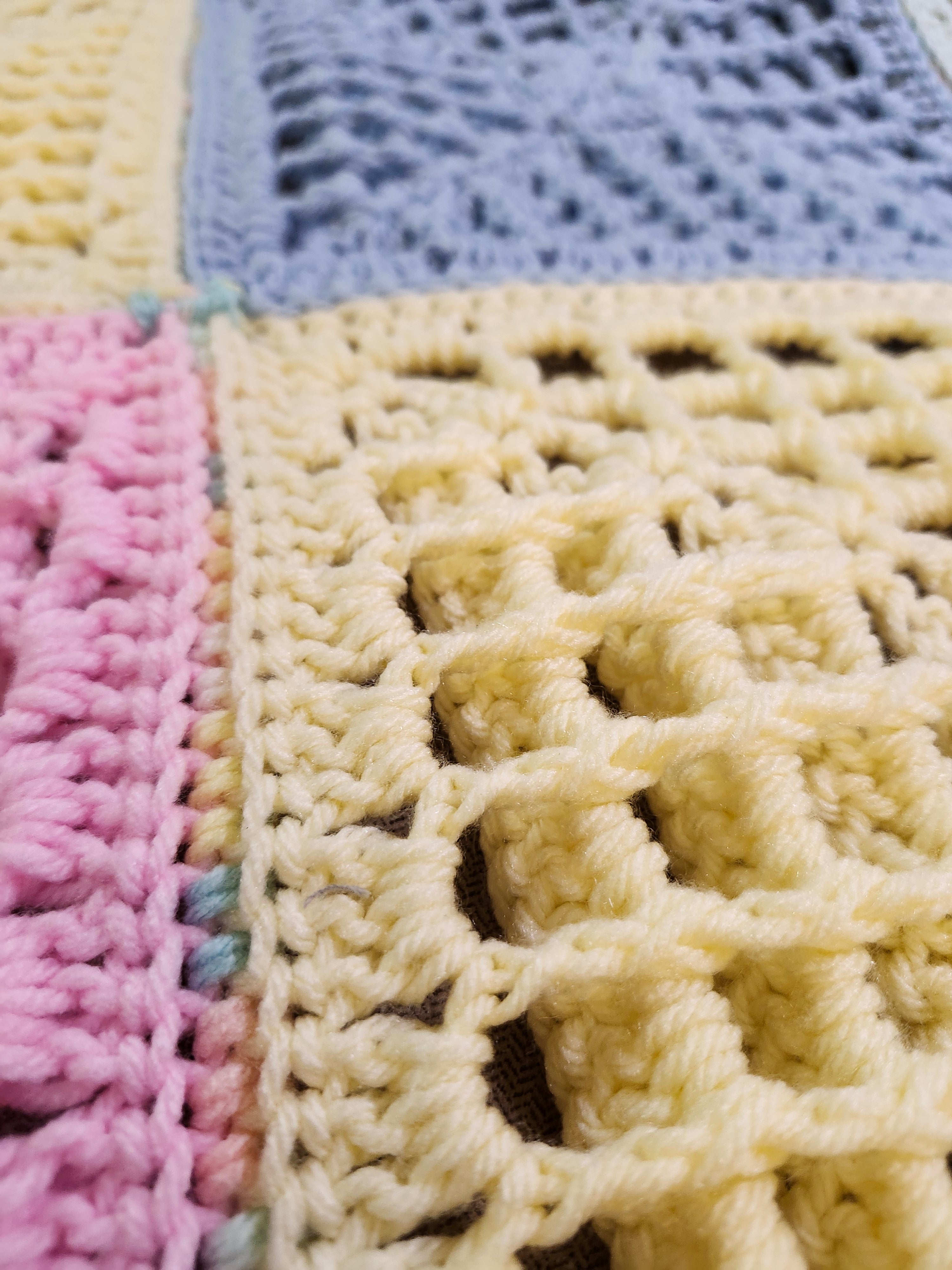 ✨ Reversible Baby Square Crochet Blanket – Handmade with Love (46.5” x 40.5”)