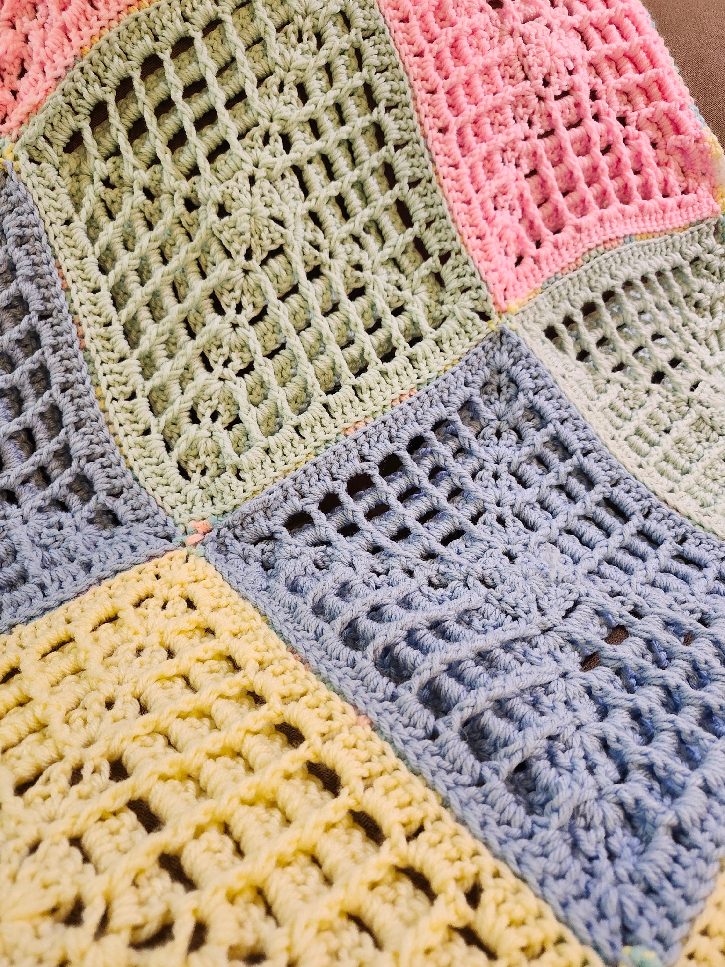 ✨ Reversible Baby Square Crochet Blanket – Handmade with Love (46.5” x 40.5”)