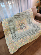 🌞 Sunburst Crochet Blanket – Handmade 49” Square | 70” Diagonal