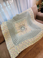 🌞 Sunburst Crochet Blanket – Handmade 49” Square | 70” Diagonal