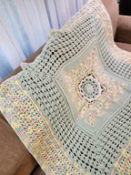 🌞 Sunburst Crochet Blanket – Handmade 49” Square | 70” Diagonal