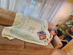 🌞 Sunburst Crochet Blanket – Handmade 49” Square | 70” Diagonal
