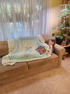 🌞 Sunburst Crochet Blanket – Handmade 49” Square | 70” Diagonal