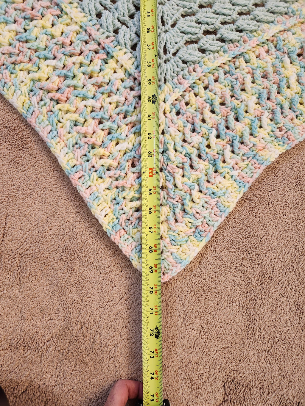 🌞 Sunburst Crochet Blanket – Handmade 49” Square | 70” Diagonal