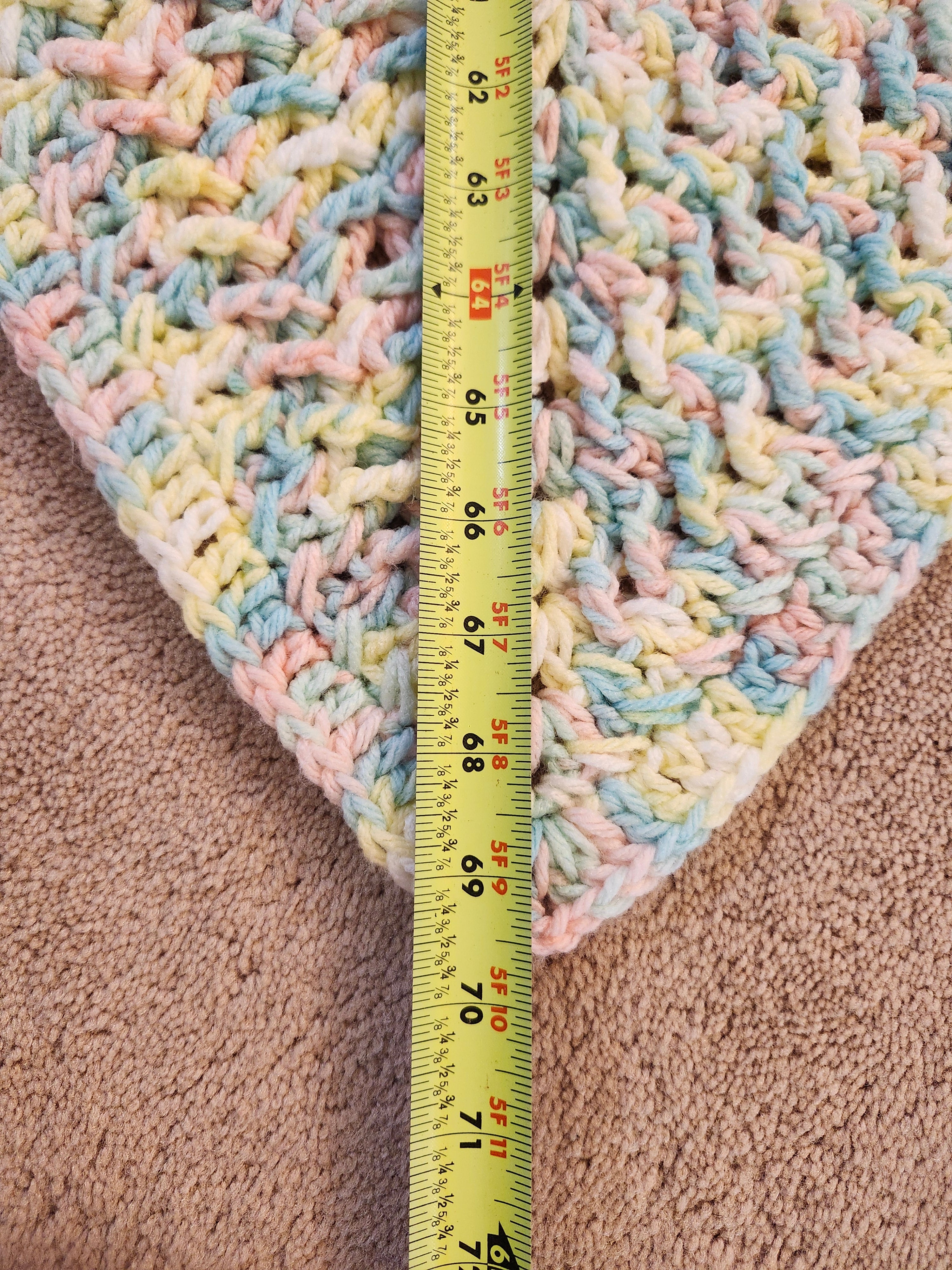 🌞 Sunburst Crochet Blanket – Handmade 49” Square | 70” Diagonal