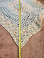 🌞 Sunburst Crochet Blanket – Handmade 49” Square | 70” Diagonal