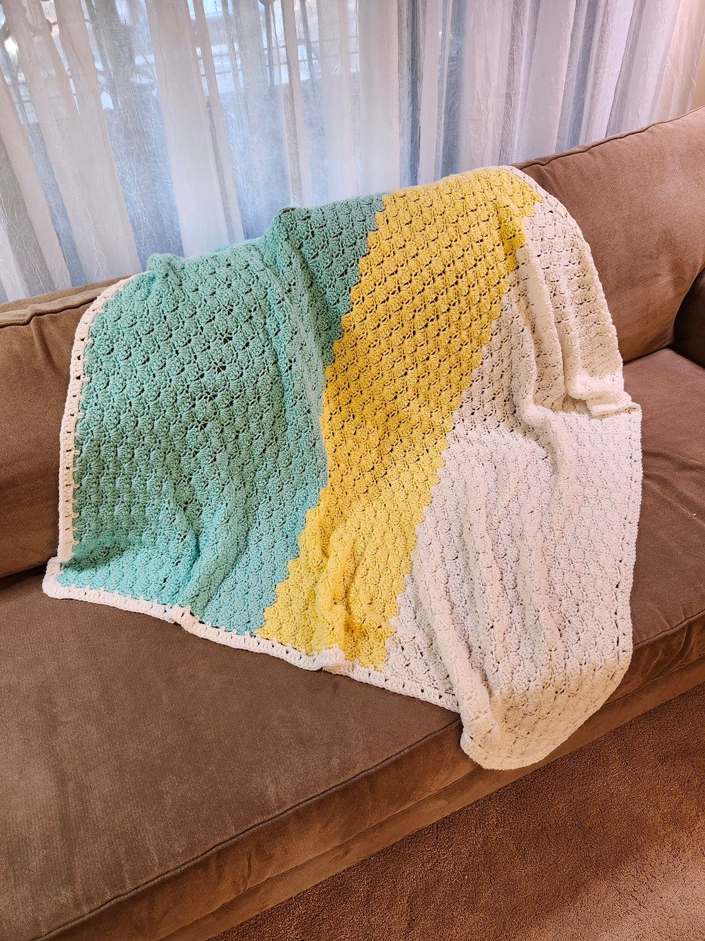 Seashell Stitch Crochet Blanket — Handmade | 52" x 46.5"