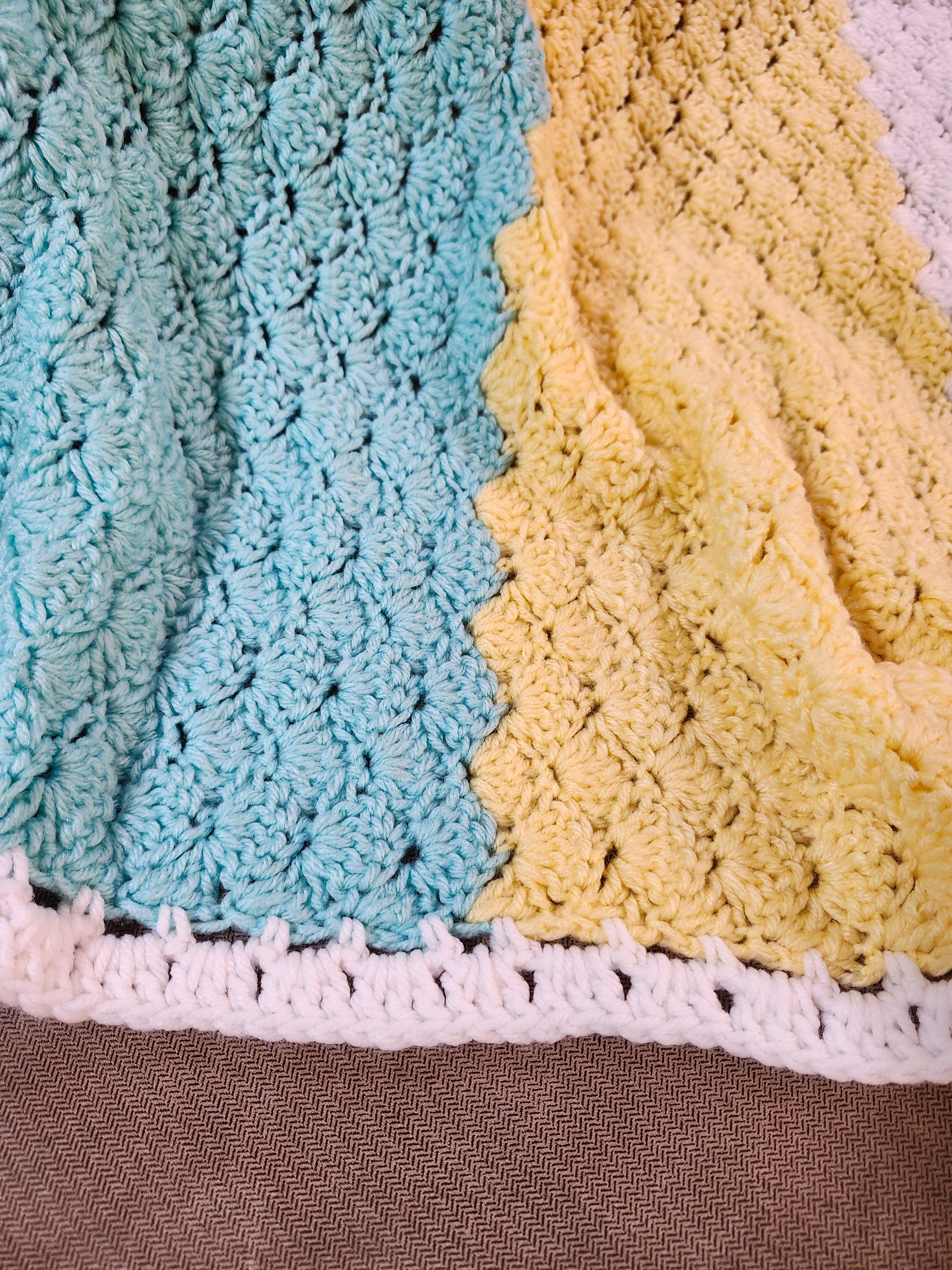 Seashell Stitch Crochet Blanket — Handmade | 52" x 46.5"