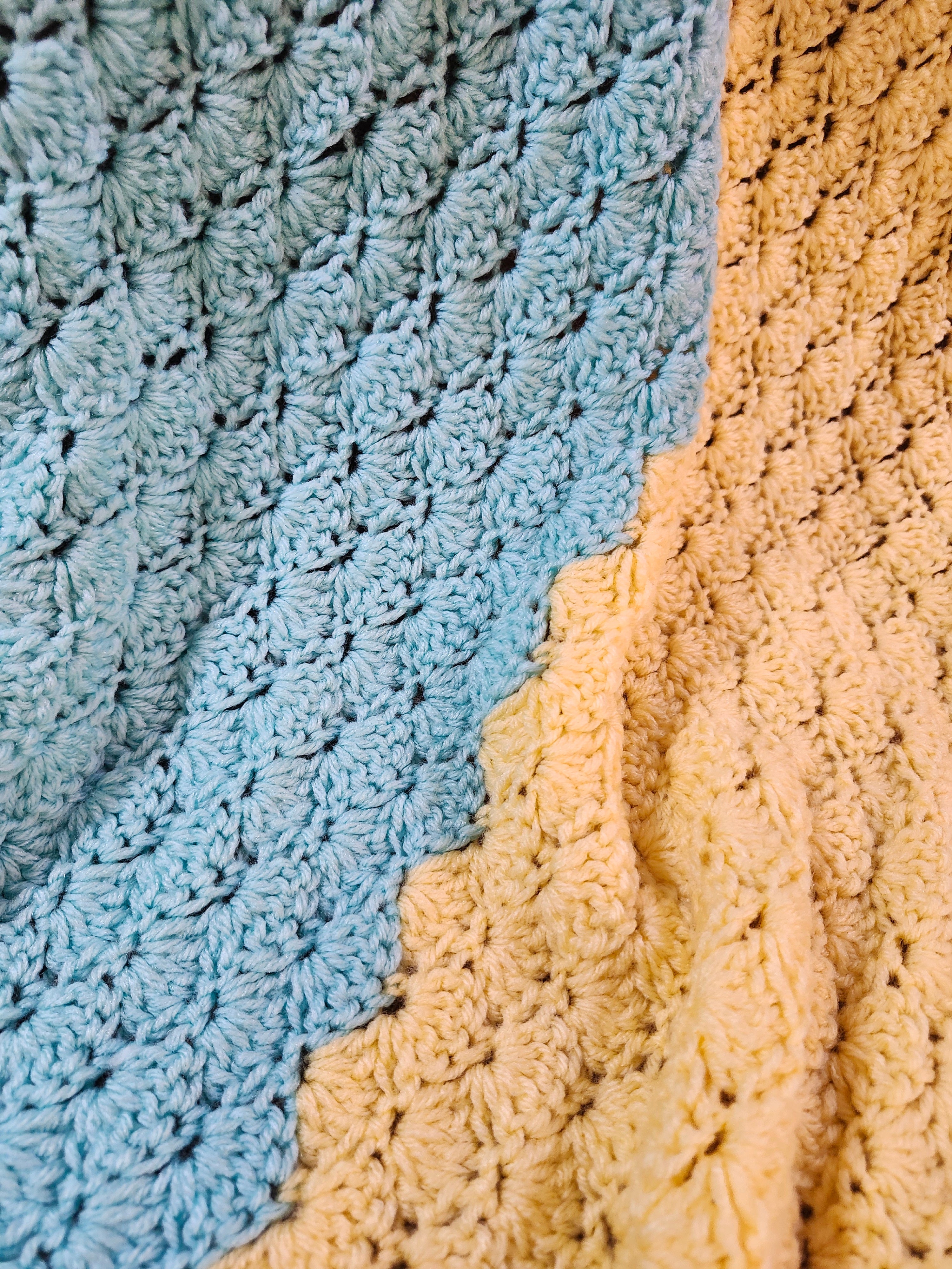 Seashell Stitch Crochet Blanket — Handmade | 52" x 46.5"
