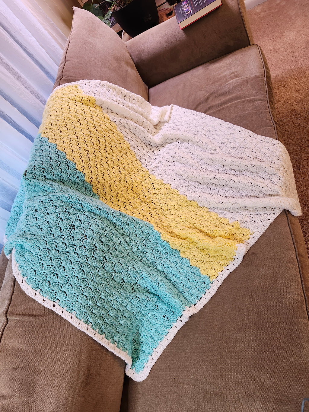 Seashell Stitch Crochet Blanket — Handmade | 52" x 46.5"