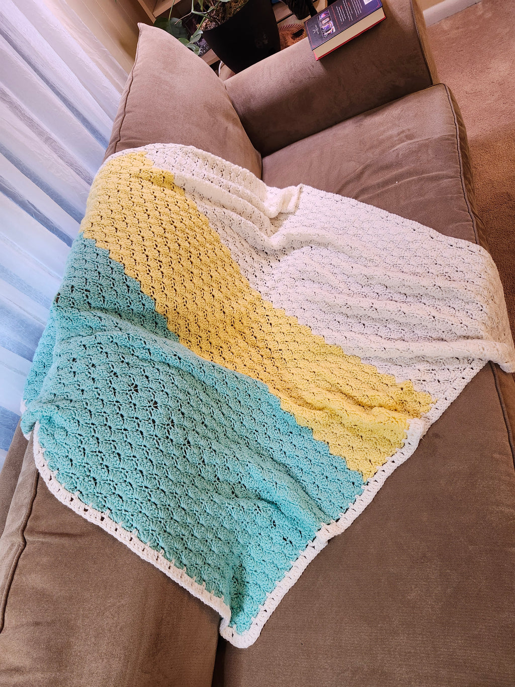Seashell Stitch Crochet Blanket — Handmade | 52" x 46.5"