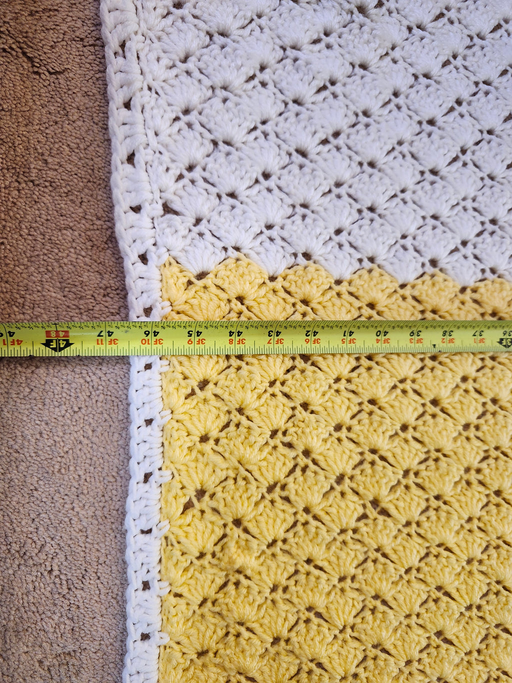 Seashell Stitch Crochet Blanket — Handmade | 52" x 46.5"