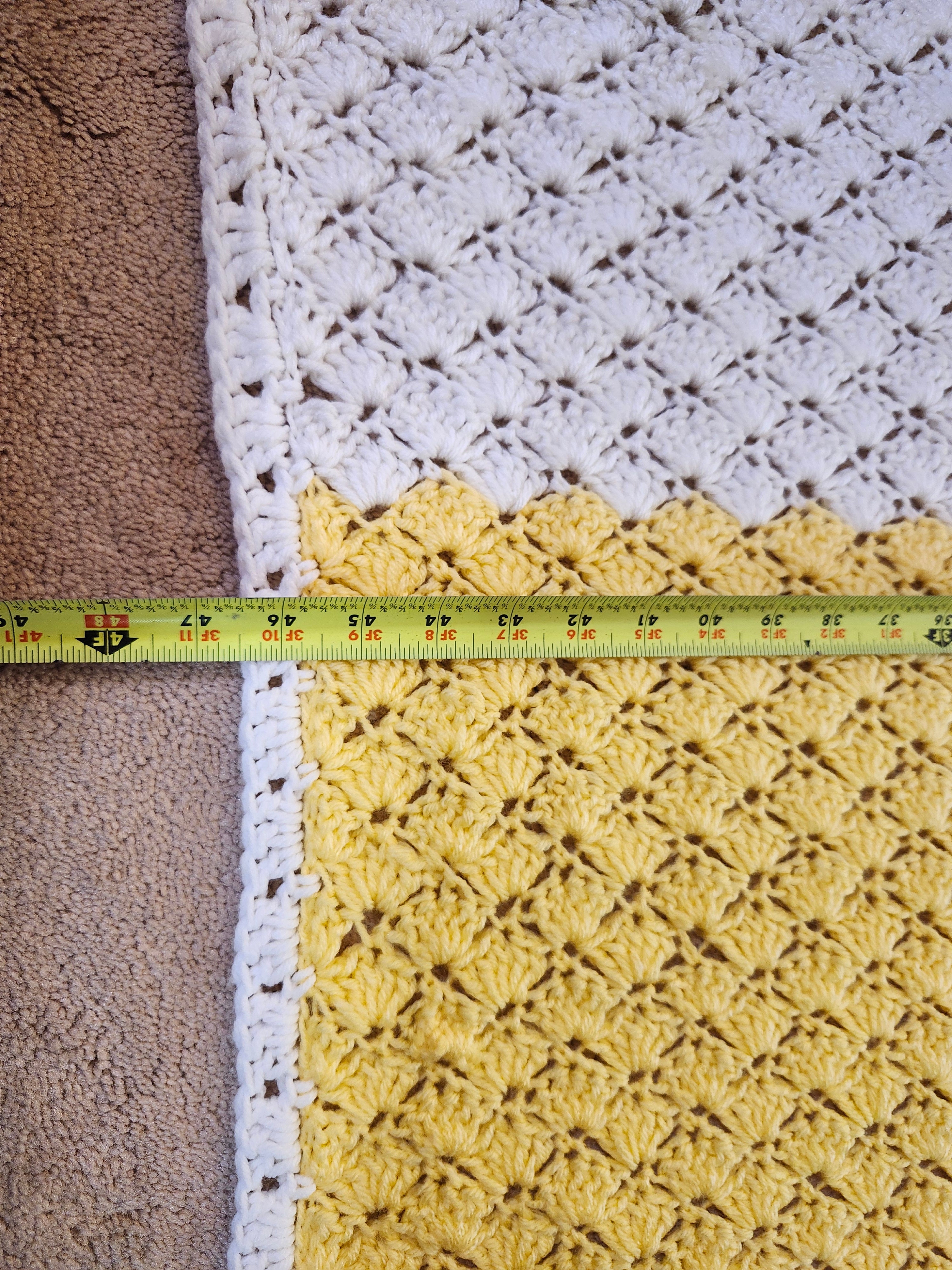 Seashell Stitch Crochet Blanket — Handmade | 52" x 46.5"