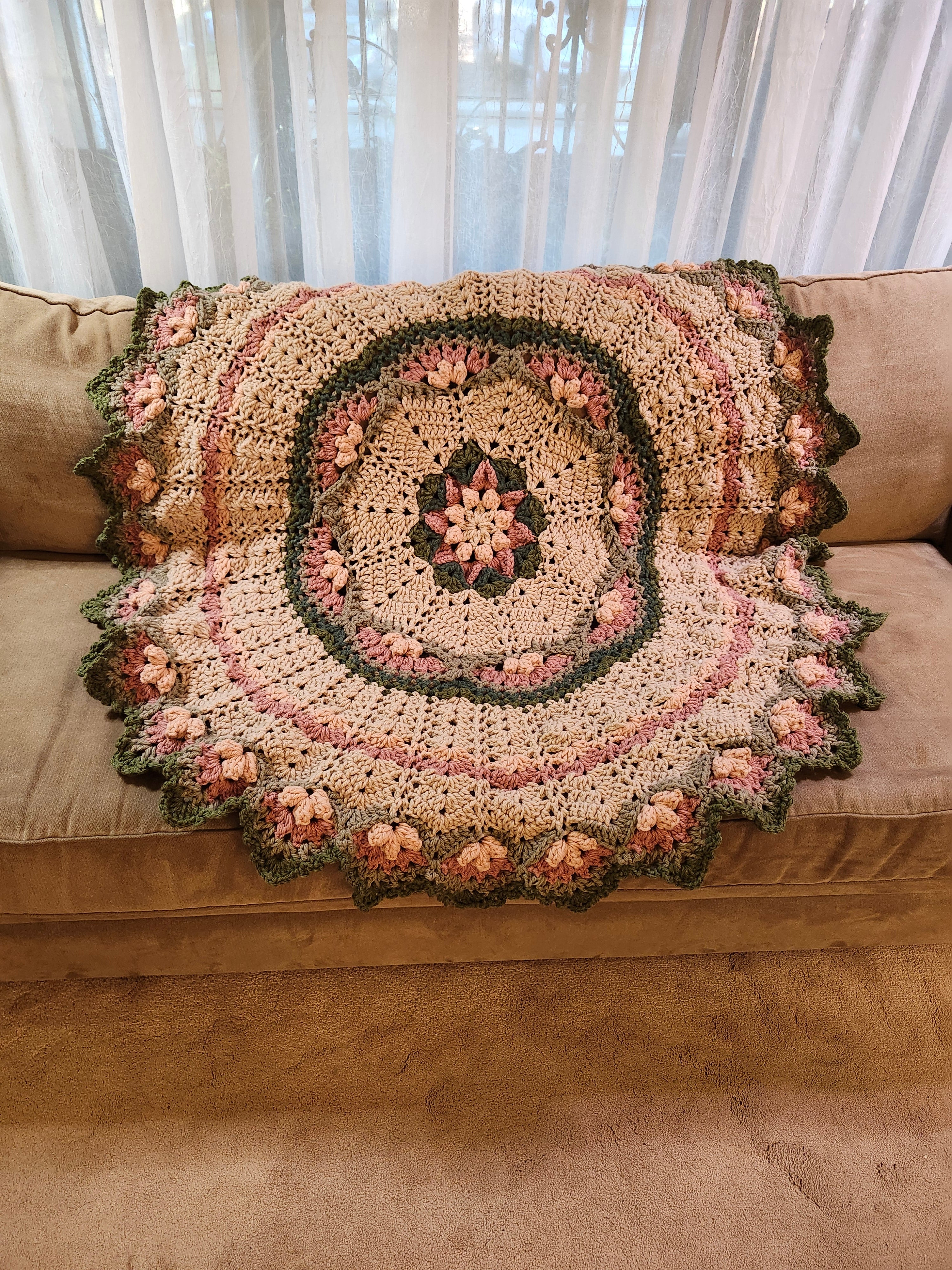🌸 Flower Power Crochet Afghan Throw – Rustic, Warm & Handcrafted (55”)