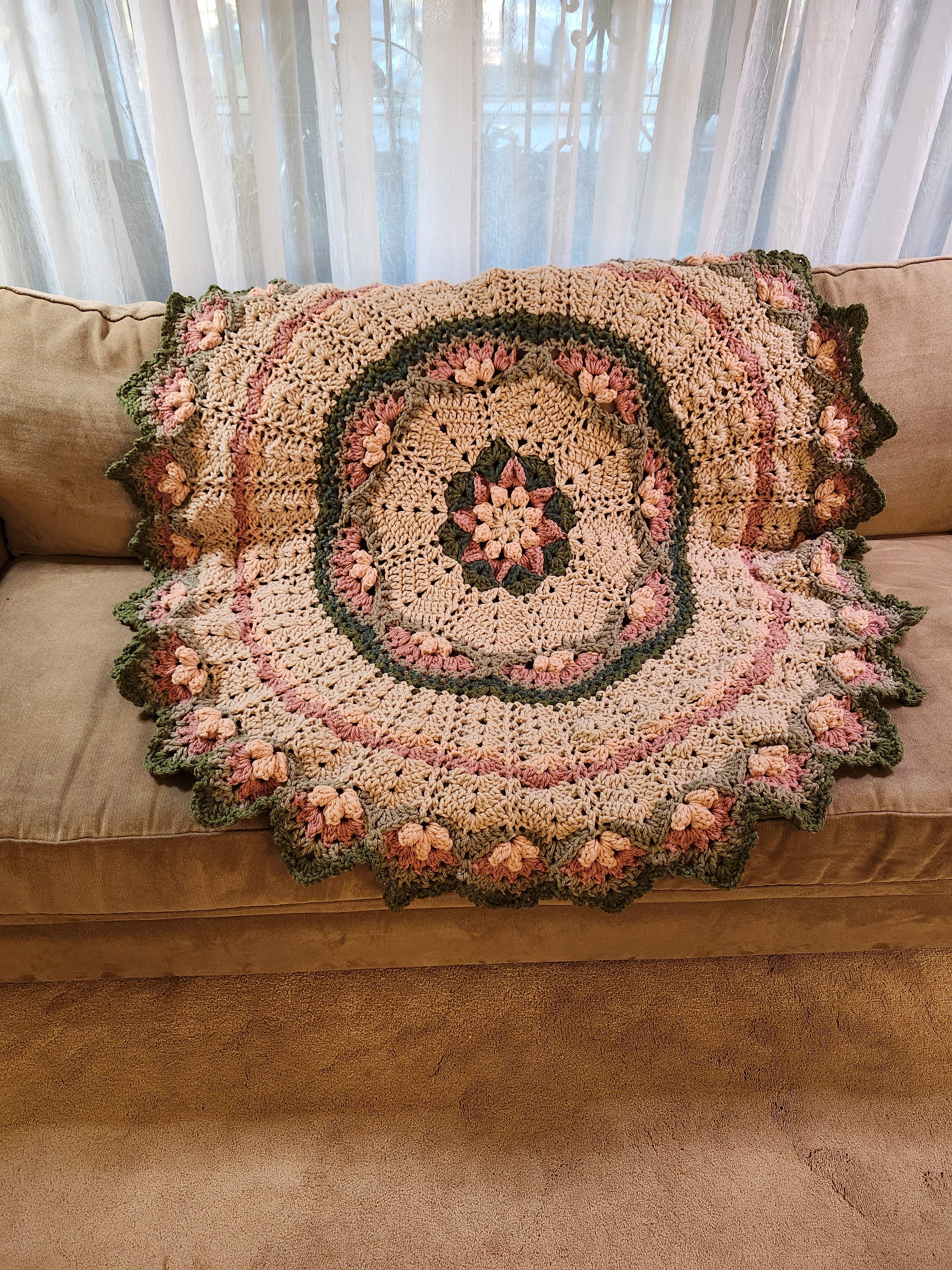 🌸 Flower Power Crochet Afghan Throw – Rustic, Warm & Handcrafted (55”)