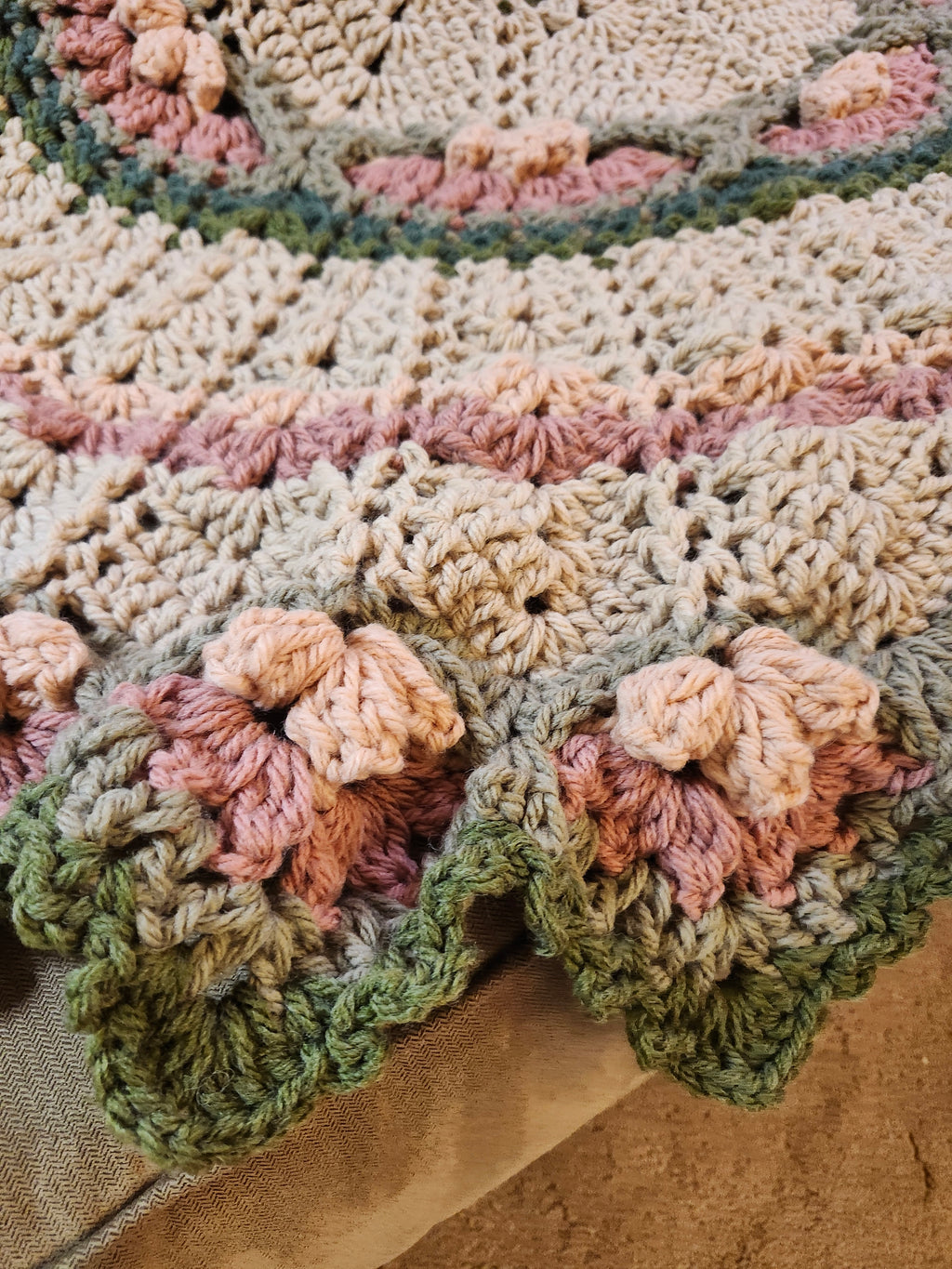 🌸 Flower Power Crochet Afghan Throw – Rustic, Warm & Handcrafted (55”)