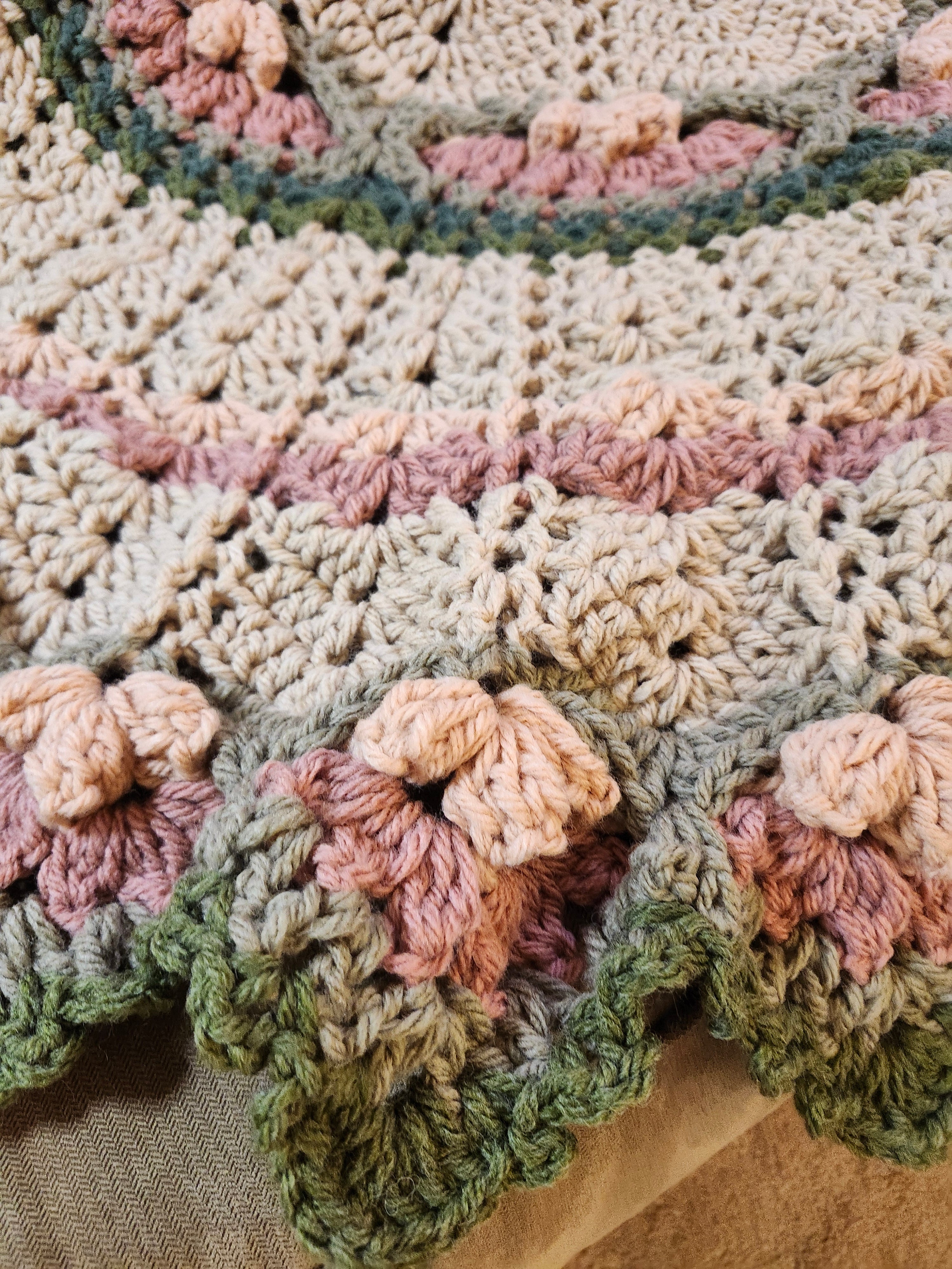 🌸 Flower Power Crochet Afghan Throw – Rustic, Warm & Handcrafted (55”)