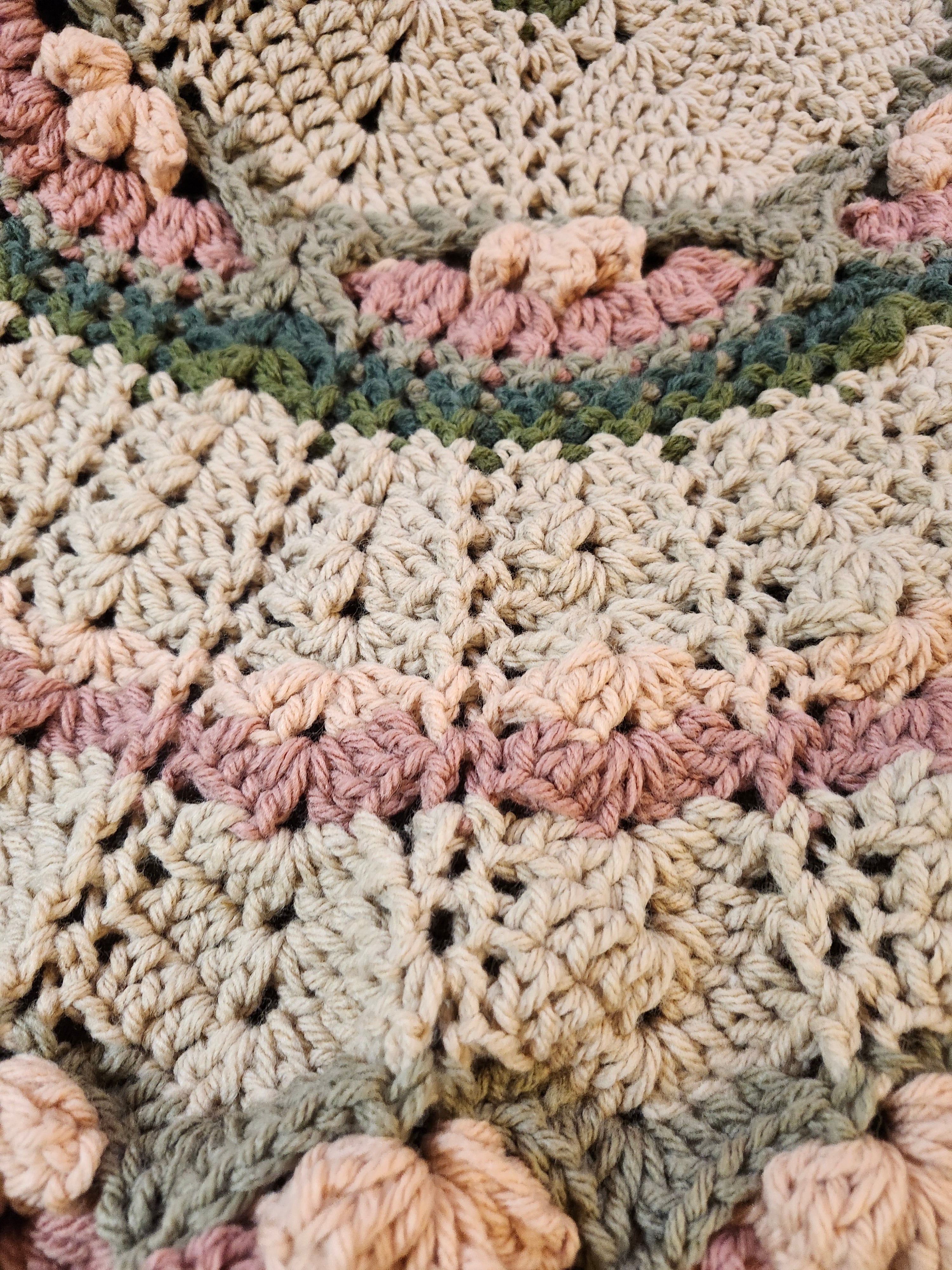 🌸 Flower Power Crochet Afghan Throw – Rustic, Warm & Handcrafted (55”)