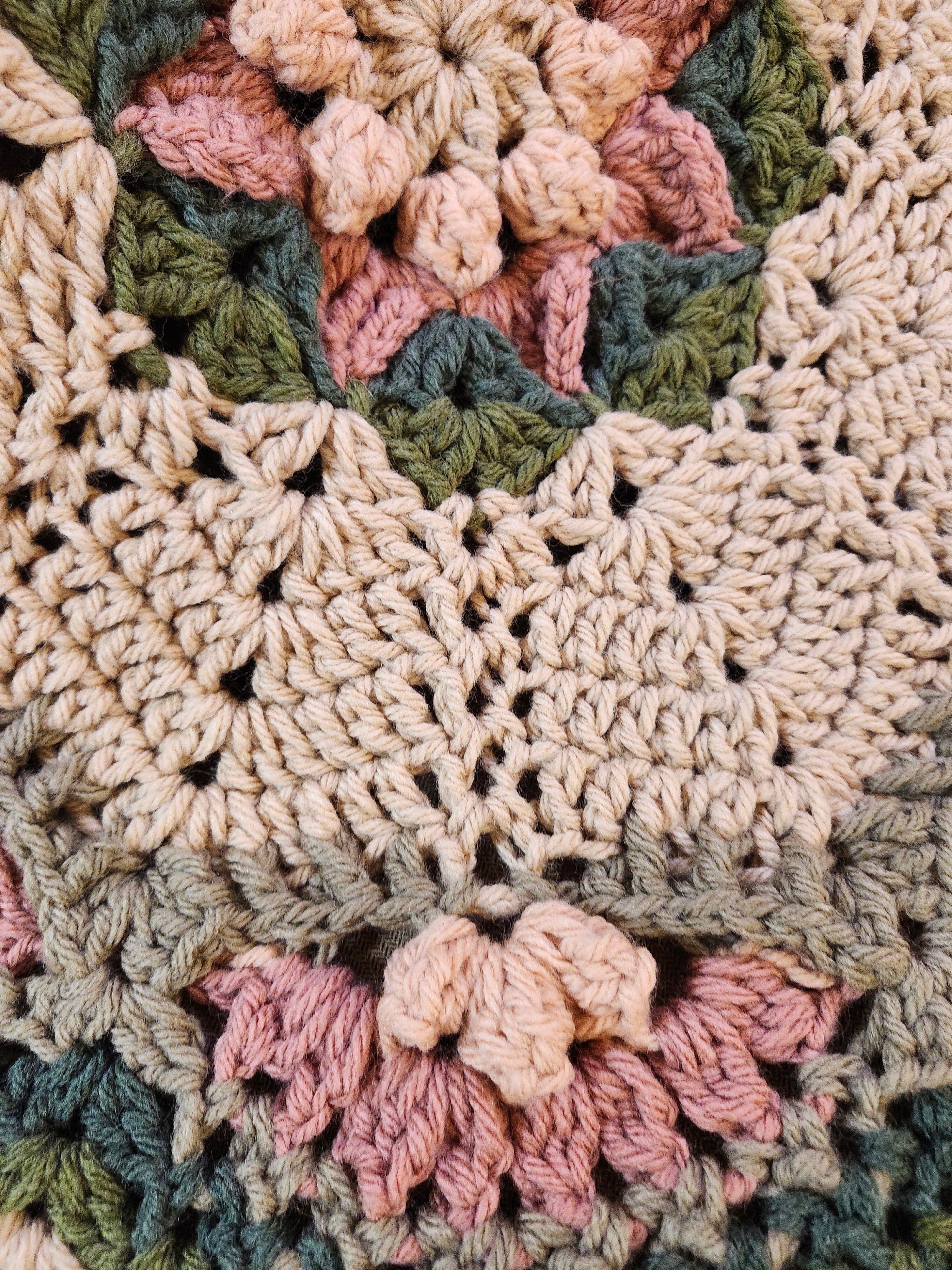 🌸 Flower Power Crochet Afghan Throw – Rustic, Warm & Handcrafted (55”)