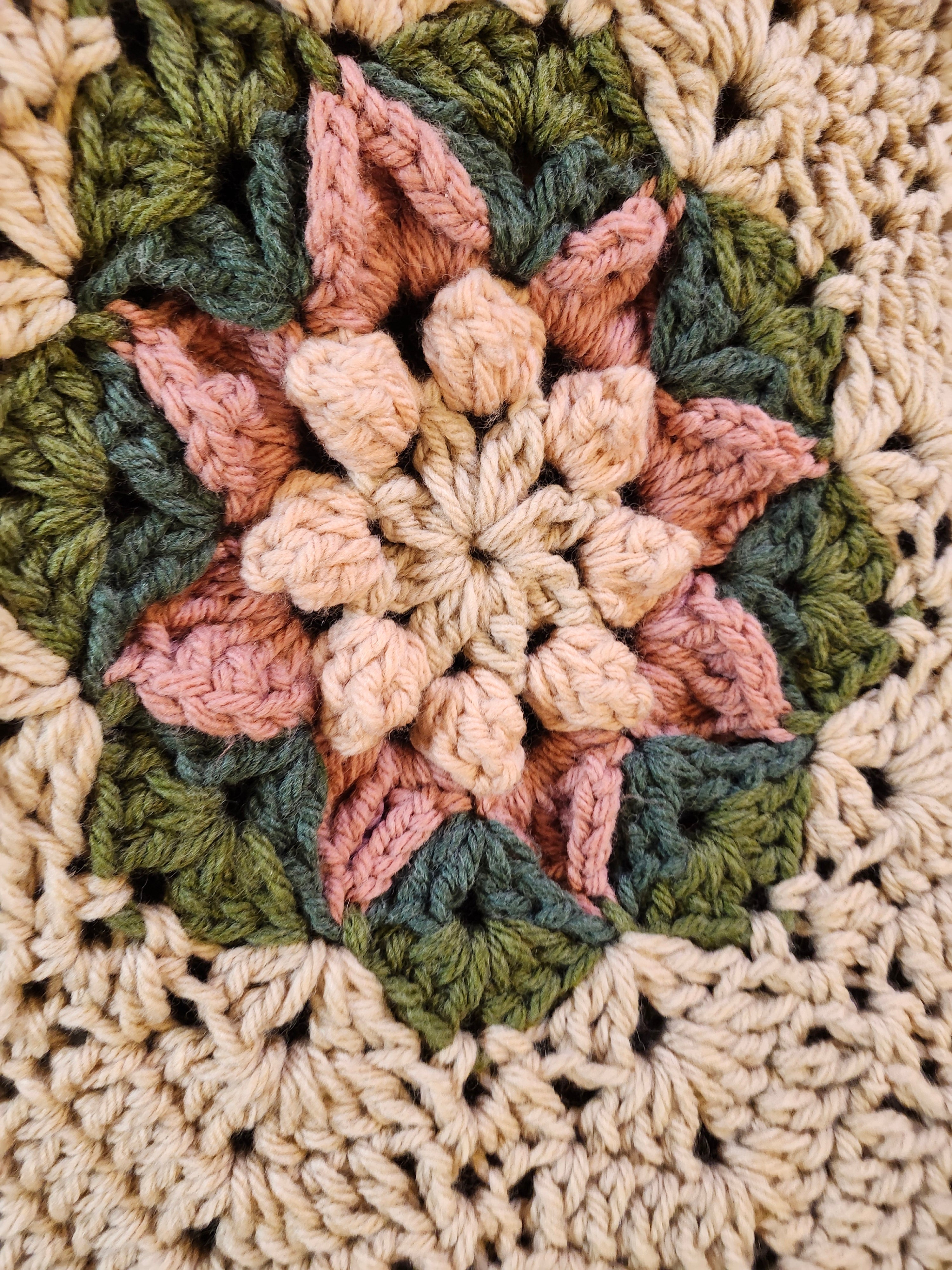 🌸 Flower Power Crochet Afghan Throw – Rustic, Warm & Handcrafted (55”)