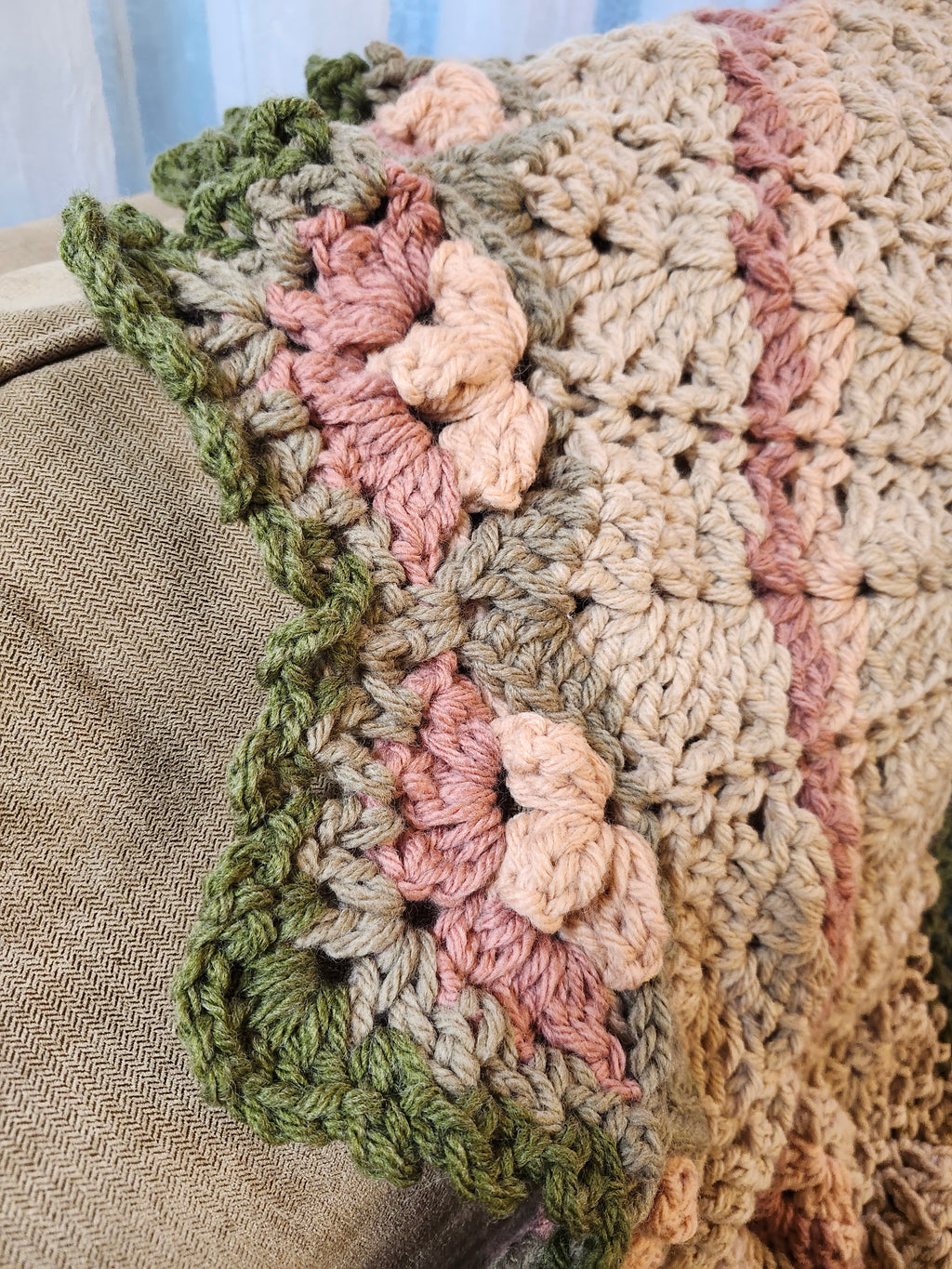 🌸 Flower Power Crochet Afghan Throw – Rustic, Warm & Handcrafted (55”)