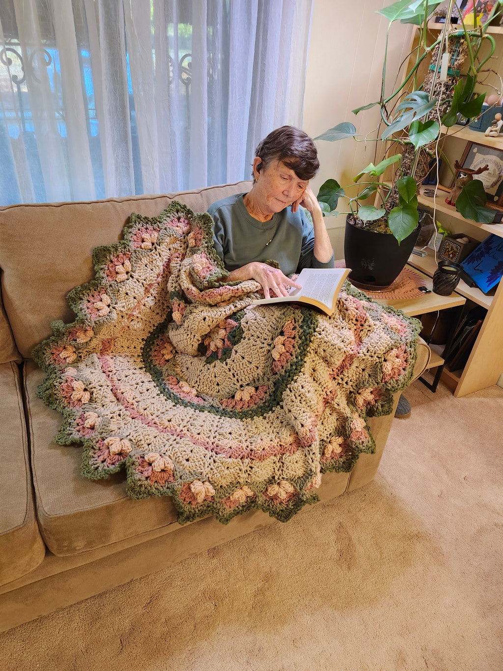🌸 Flower Power Crochet Afghan Throw – Rustic, Warm & Handcrafted (55”)