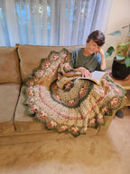 🌸 Flower Power Crochet Afghan Throw – Rustic, Warm & Handcrafted (55”)