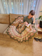 🌸 Flower Power Crochet Afghan Throw – Rustic, Warm & Handcrafted (55”)