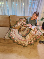 🌸 Flower Power Crochet Afghan Throw – Rustic, Warm & Handcrafted (55”)