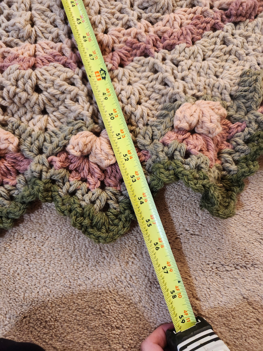 🌸 Flower Power Crochet Afghan Throw – Rustic, Warm & Handcrafted (55”)