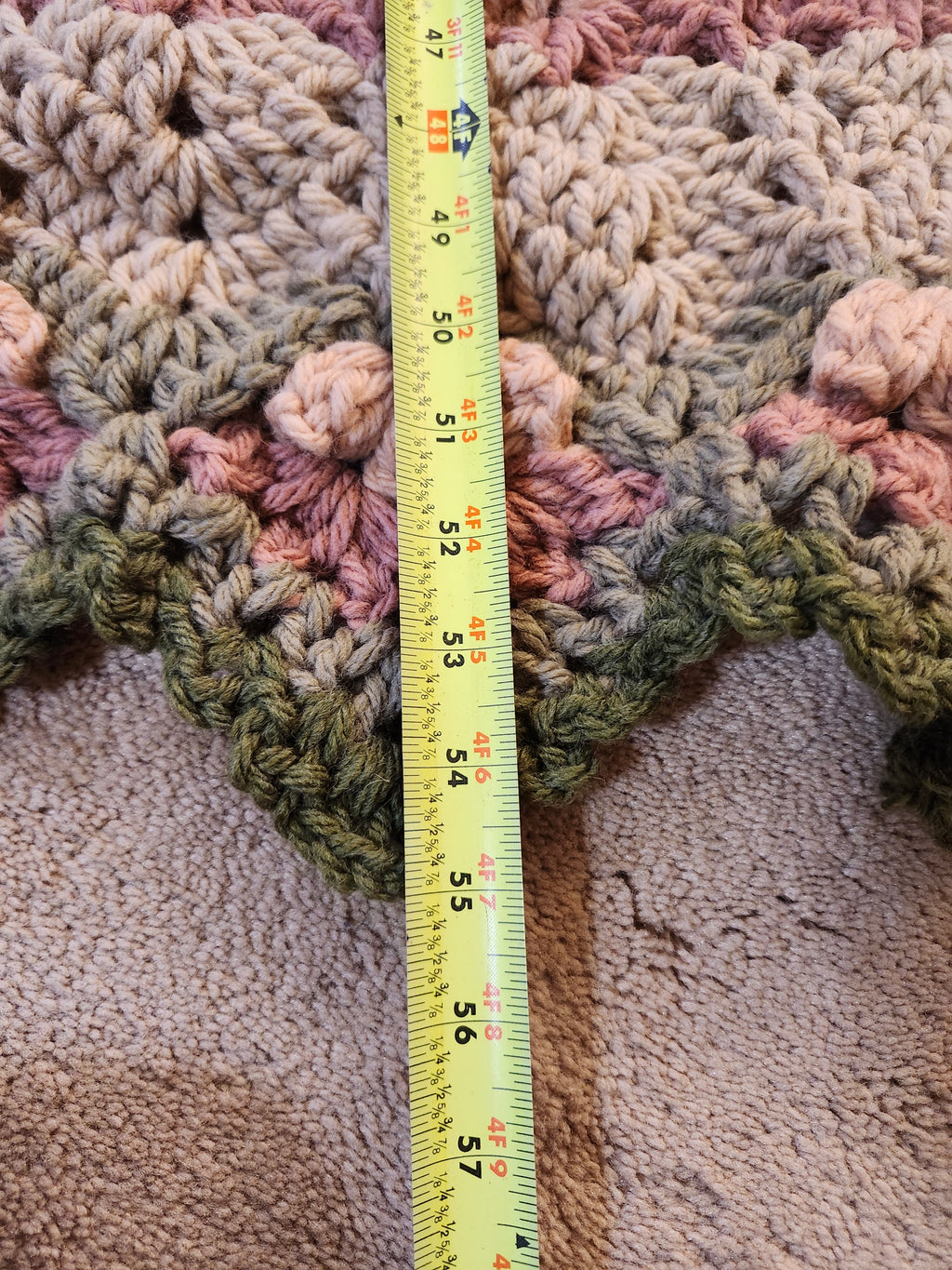 🌸 Flower Power Crochet Afghan Throw – Rustic, Warm & Handcrafted (55”)